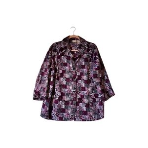 Kim Rogers Purple Black Underneath Tank Two Piece Blouse Plus‎ Size 2X Women